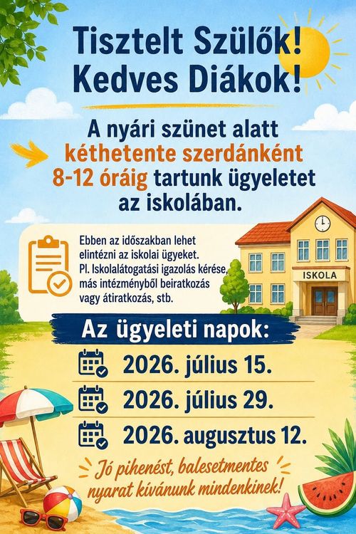 Nyári ügyelet 2026